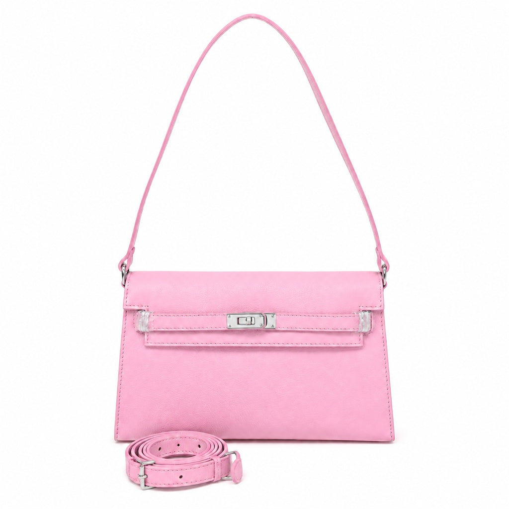 Kelly Elan 25x6.5x15cm Underarm Baguette Bag in Mauve Iris Purple with Silver Hardware — Distinctive Elongated Handbag