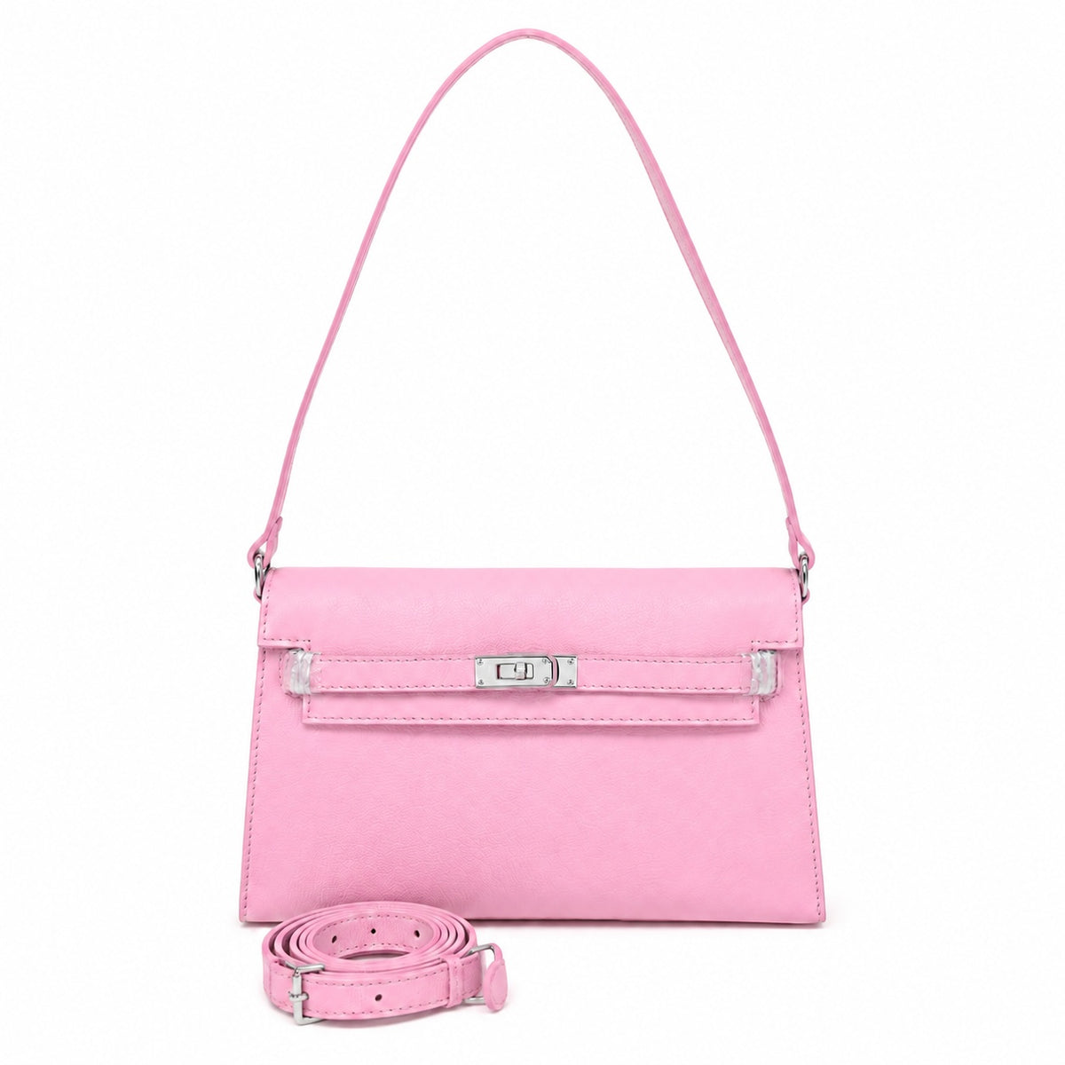 Kelly Elan 25x6.5x15cm Underarm Baguette Bag in Mauve Iris Purple with Silver Hardware — Distinctive Elongated Handbag