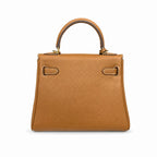 Kelly Sellier 20cm & 25cm & 28cm Gold Togo Leather Gold Hardware — Elegant Structured Carry Style