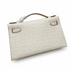 Mini Kelly II Sellier 19cm & 22cm Craie Ostrich Leather Gold Hardware — Timeless Mini Top-Handle Design