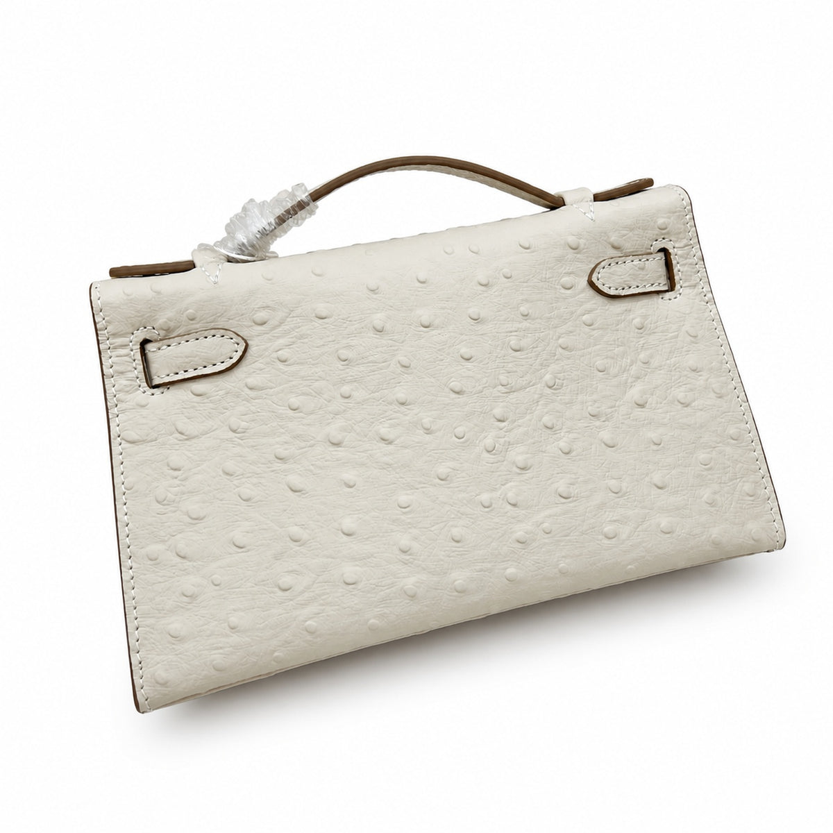 Mini Kelly II Sellier 19cm & 22cm Craie Ostrich Leather Gold Hardware — Timeless Mini Top-Handle Design