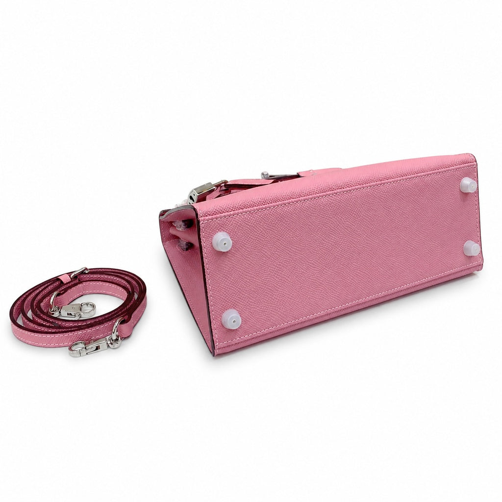 Kelly Sellier 25cm & 28cm Rose Confetti Epsom Leather Palladium Hardware Crossbody — Versatile Structured Bag