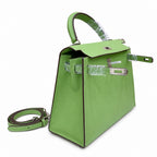 Kelly Sellier 25cm & 28cm Vert Pistache Epsom Leather Palladium Hardware Crossbody — Elegant Structured Carry Style