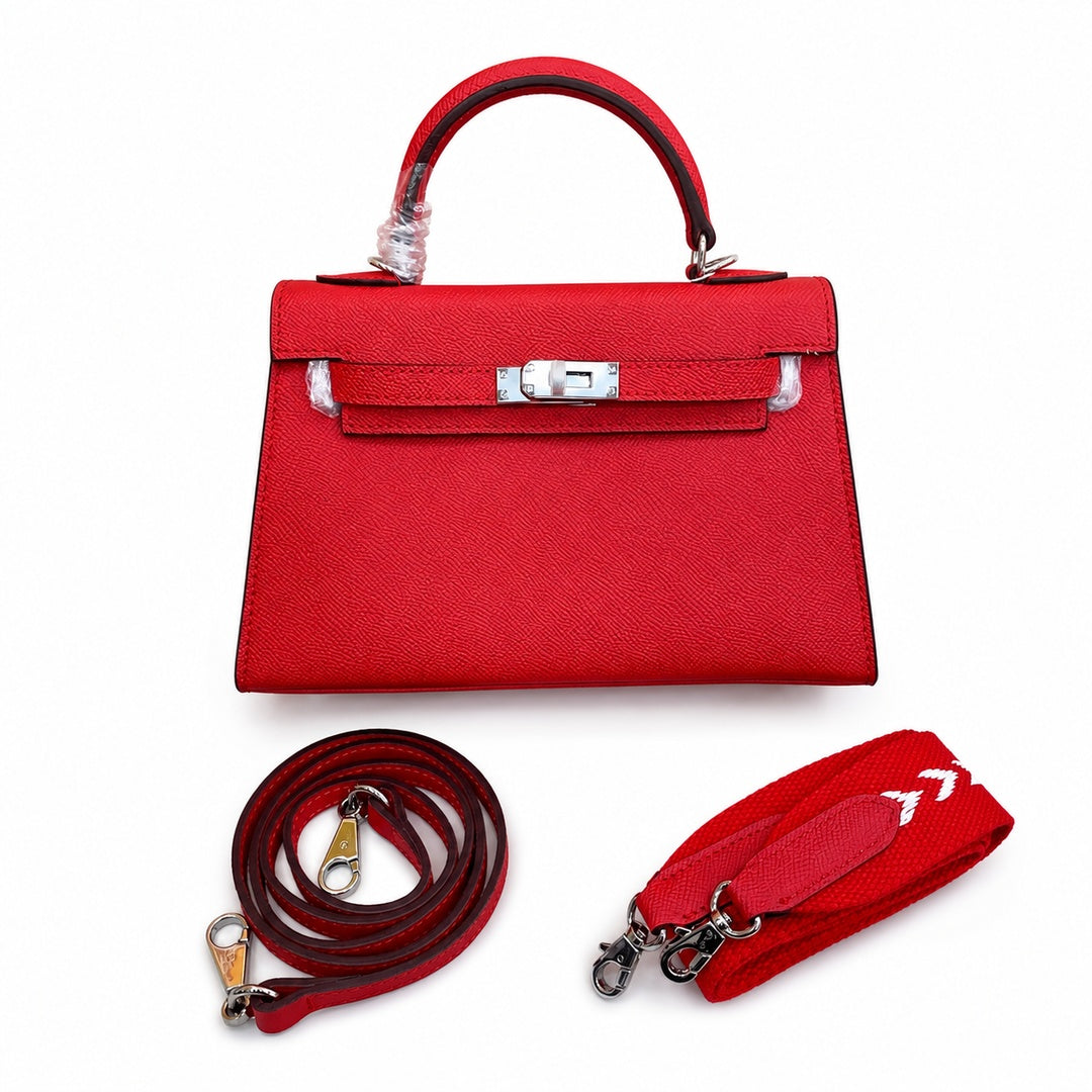Mini Kelly II Sellier 19cm & 22cm Rouge Casaque Epsom Leather Palladium Hardware — Elegant Compact Carry Style