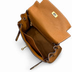 Kelly Sellier 20cm & 25cm & 28cm Gold Togo Leather Gold Hardware — Elegant Structured Carry Style