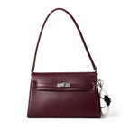Kelly Elan 25x6.5x15cm Underarm Baguette Bag in Wine Red with Silver Hardware — Elongated Shoulder Bag