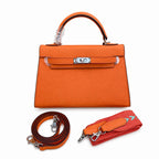 Mini Kelly II Sellier 19cm & 22cm Orange Epsom Leather Palladium Hardware — Versatile Mini Carry Design