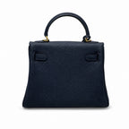 Kelly Sellier 20cm & 25cm & 28cm Bleu Nuit Togo Leather Gold Hardware — Timeless Top-Handle Design