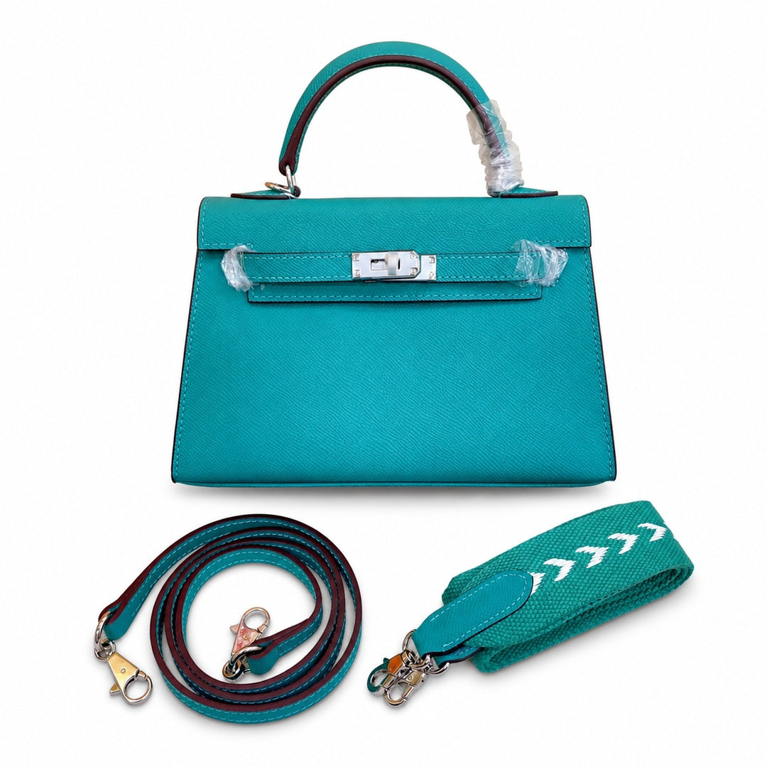 Mini Kelly II Sellier 19cm & 22cm Vert Jade Epsom Leather Palladium Hardware — Sophisticated Small-Scale Bag