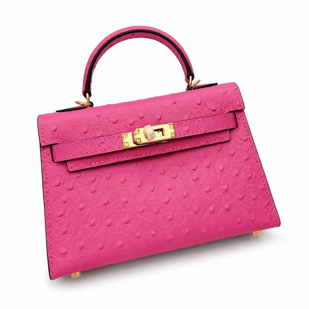 Mini Kelly II 19cm Sellier Violine Ostrich Gold Hardware Premium Women Shoulder Bag — Timeless Mini Top-Handle Design