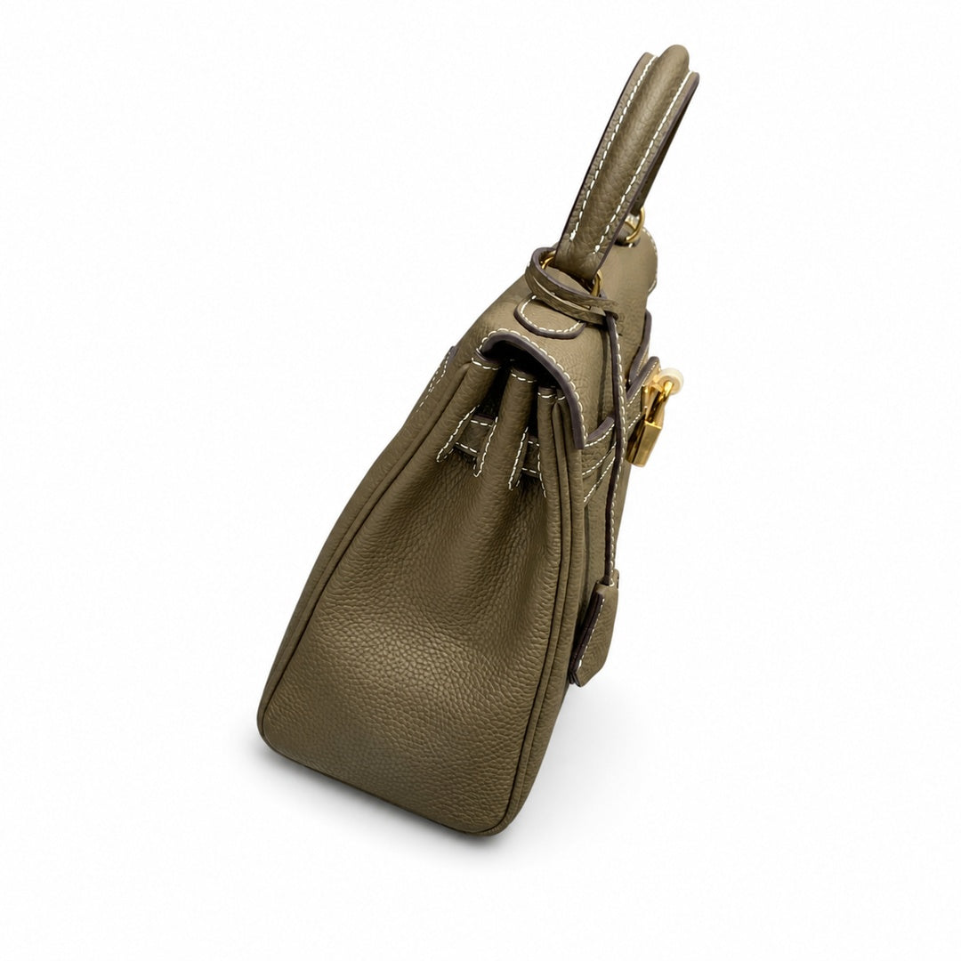 Kelly Sellier 20cm & 25cm & 28cm Etoupe Togo Leather Gold Hardware — Classic Hand-Carry Silhouette