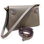 Kelly Elan 25x6.5x15cm Faux Kelly Underarm Baguette Bag in Khaki with Gold Hardware — Refined Underarm Handbag