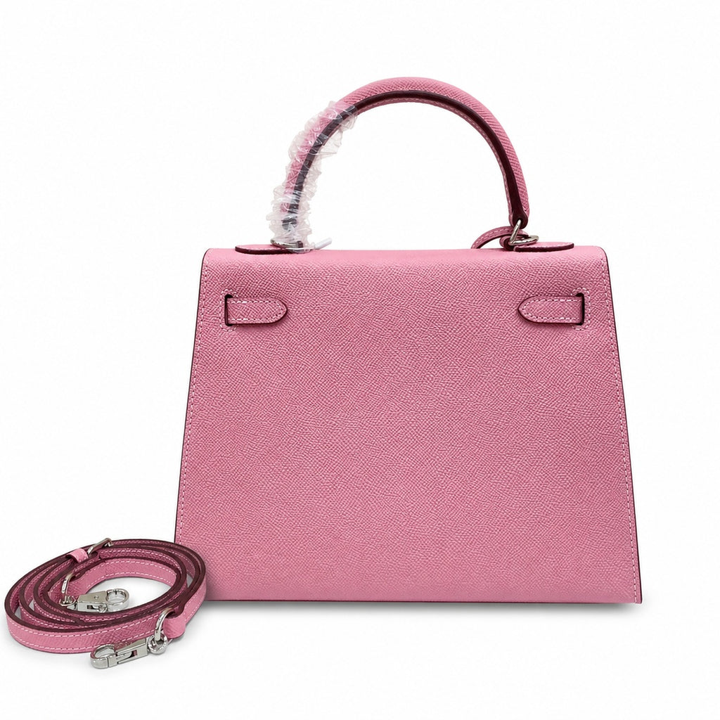 Kelly Sellier 25cm & 28cm Rose Confetti Epsom Leather Palladium Hardware Crossbody — Versatile Structured Bag