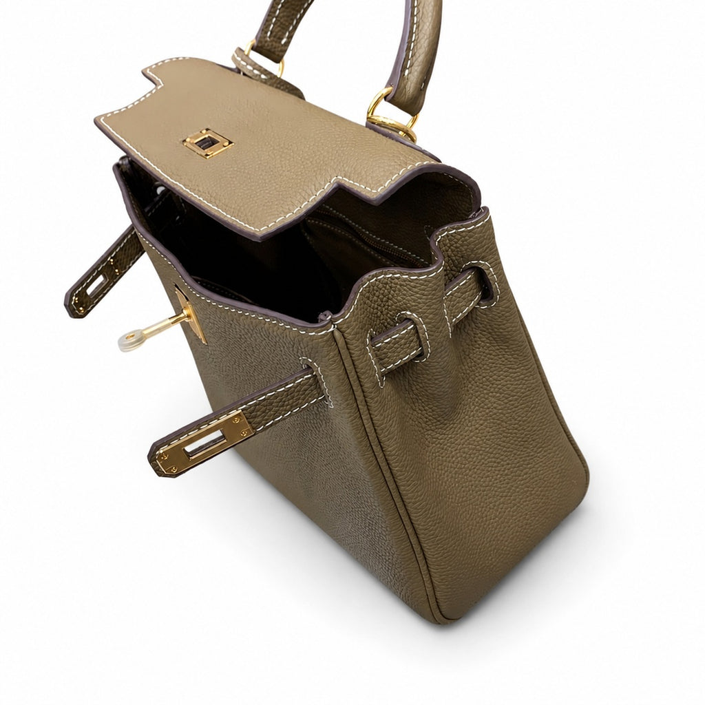Kelly Sellier 20cm & 25cm & 28cm Etoupe Togo Leather Gold Hardware — Classic Hand-Carry Silhouette