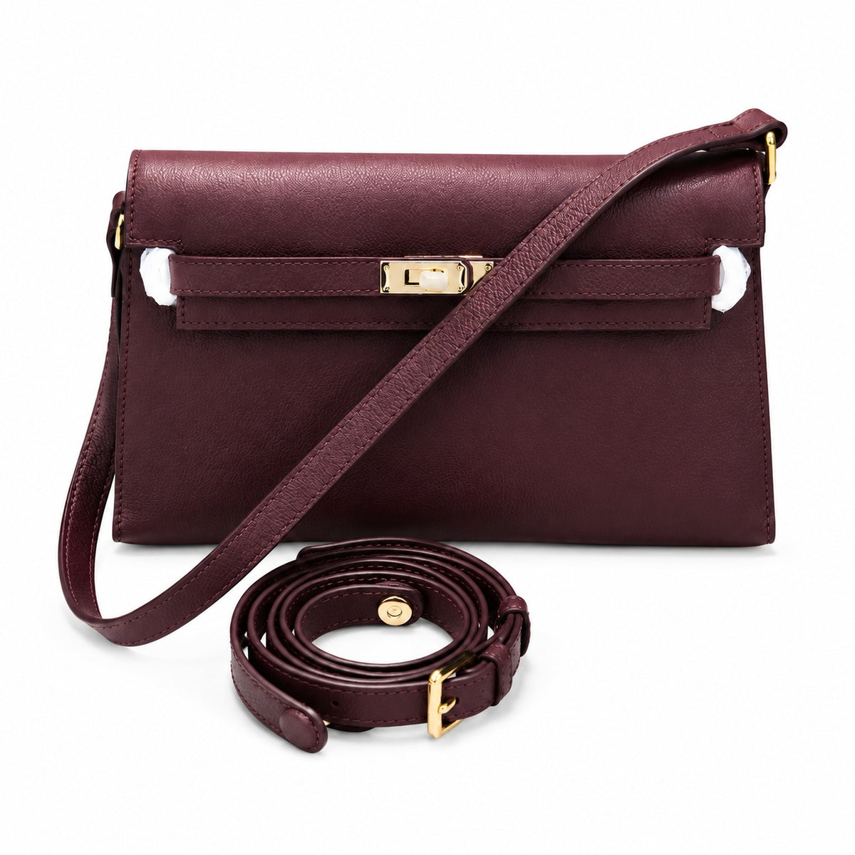 Kelly Elan 25x6.5x15cm Underarm Baguette Bag in Brown with Gold Hardware — Versatile Underarm Carry Style