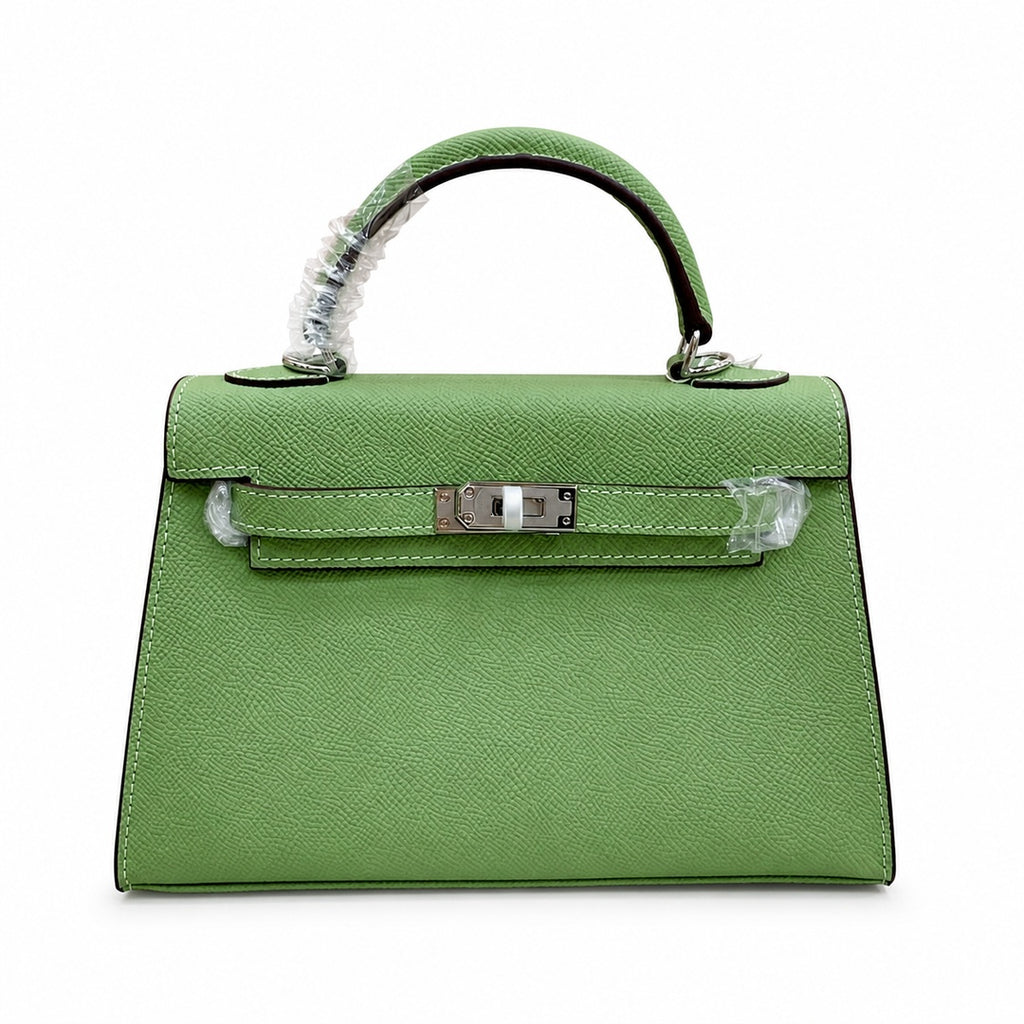 Mini Kelly II Sellier 19cm & 22cm Vert Pistache Epsom Leather Palladium Hardware — Distinctive Petite Bag