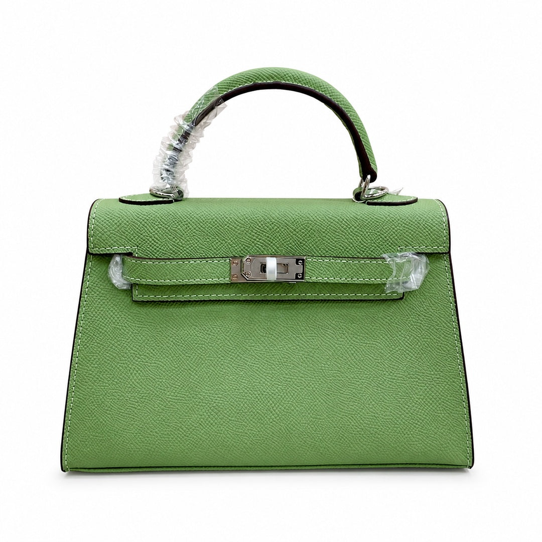 Mini Kelly II Sellier 19cm & 22cm Vert Pistache Epsom Leather Palladium Hardware — Distinctive Petite Bag