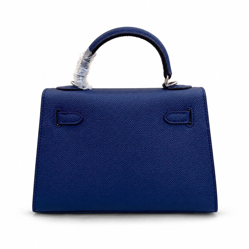 Mini Kelly II Sellier 19cm & 22cm Bleu Nuit Epsom Leather Palladium Hardware — Polished Compact Handbag