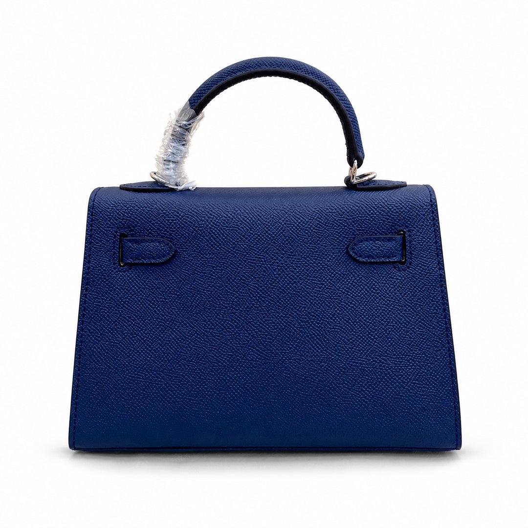 Mini Kelly II Sellier 19cm & 22cm Bleu Nuit Epsom Leather Palladium Hardware — Polished Compact Handbag