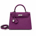 Kelly Sellier 25cm & 28cm Violine Epsom Leather Palladium Hardware Commute Shoulder — Timeless Top-Handle Design