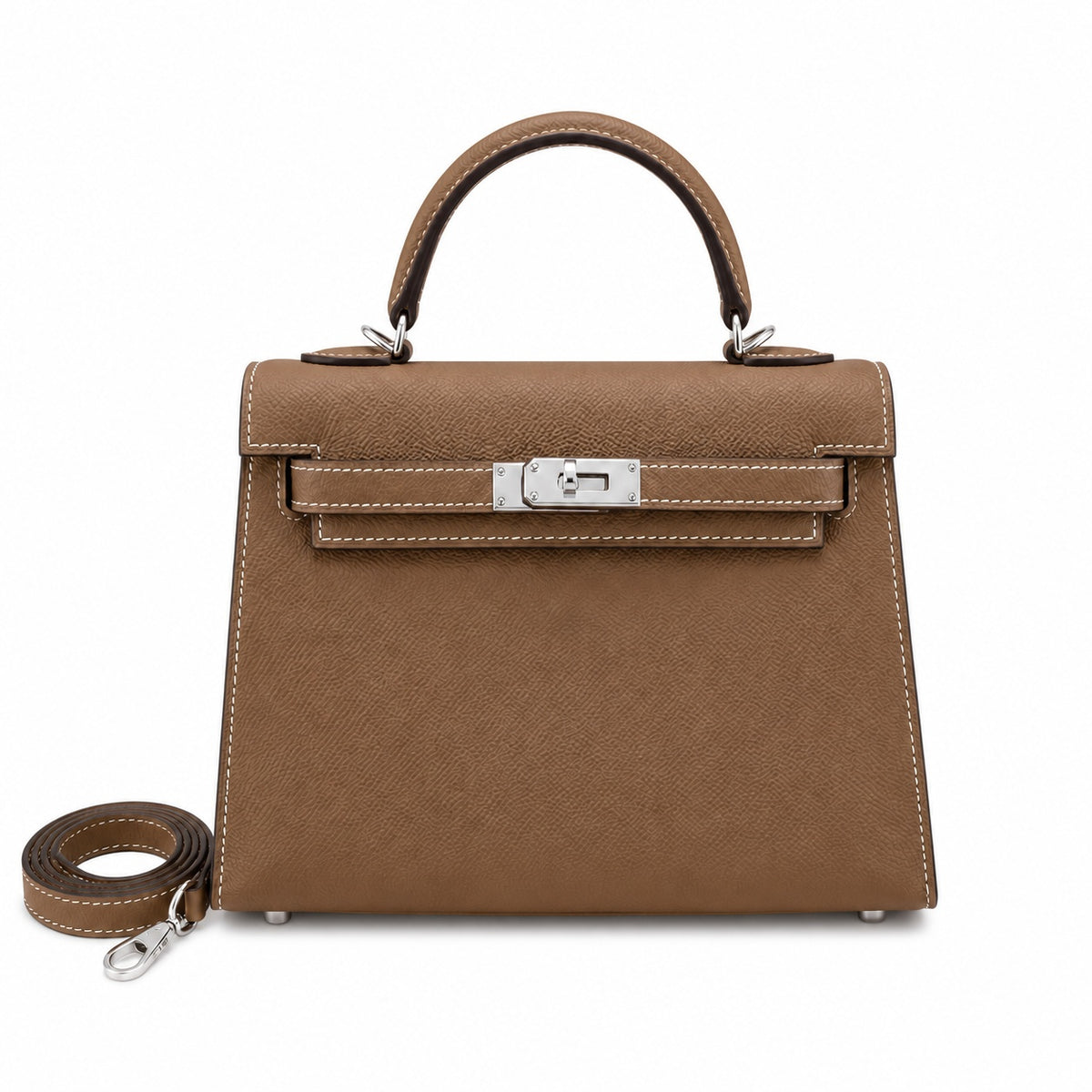 Mini Kelly II Sellier 19cm & 22cm Etoupe Epsom Leather Palladium Hardware — Versatile Mini Carry Design