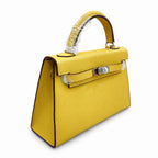 Mini Kelly II Sellier 19cm & 22cm Jaune Ambre Epsom Leather Palladium Hardware — Distinctive Petite Bag