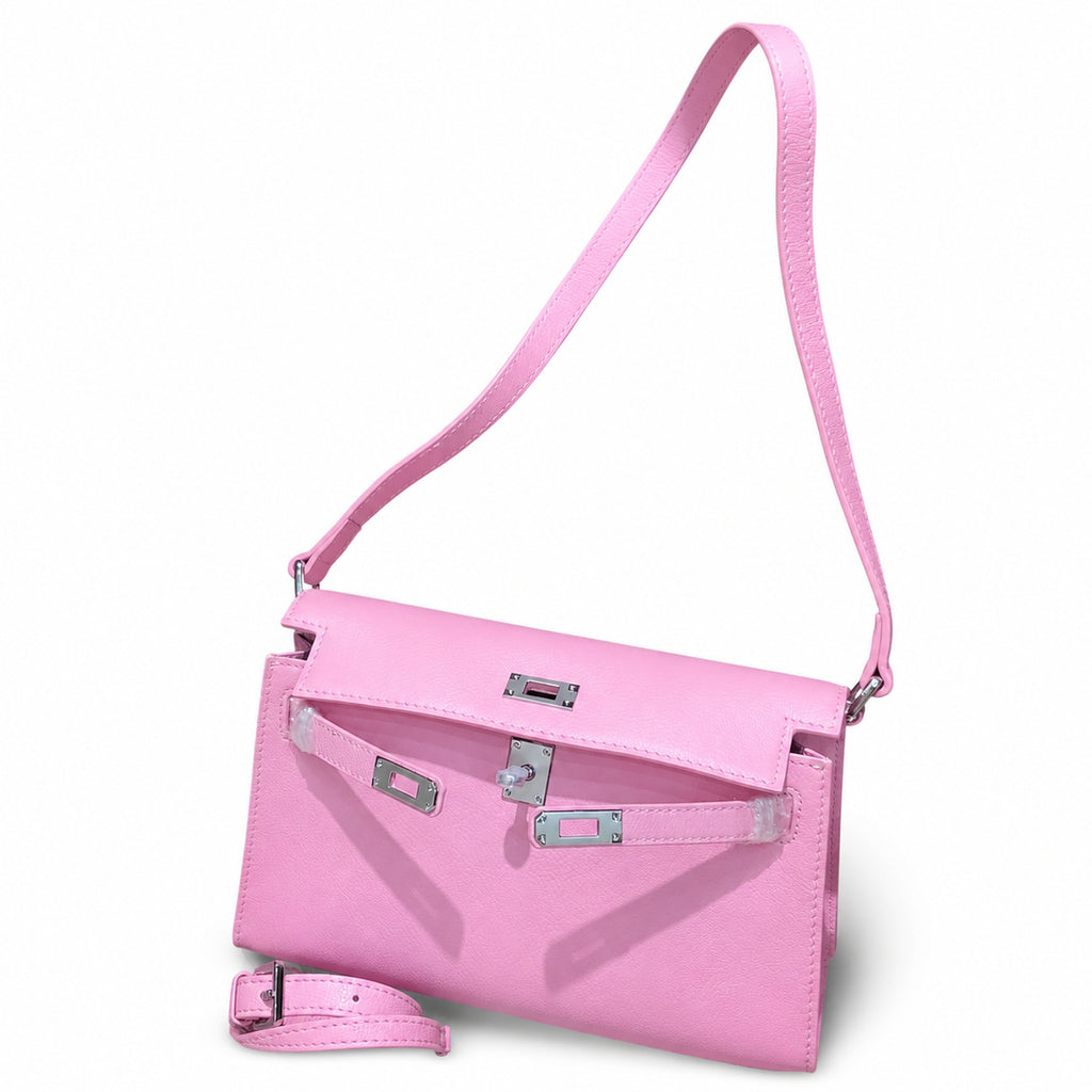 Kelly Elan 25x6.5x15cm Underarm Baguette Bag in Mauve Iris Purple with Silver Hardware — Distinctive Elongated Handbag