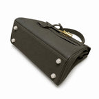 Kelly Sellier 20cm & 25cm & 28cm Gris Asphalte Togo Leather Gold Hardware — Polished Structured Handbag