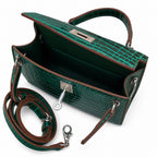 Kelly Sellier 19cm Vert Emeraude Shiny Crocodile Leather Gold Hardware & Palladium Hardware — Distinctive Hand-Carry Bag