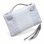 Kelly Pochette Himalaya Niloticus Crocodile Leather Palladium Hardware & Palladium Hardware Women Clutch — Refined Small Hand-Carry Bag