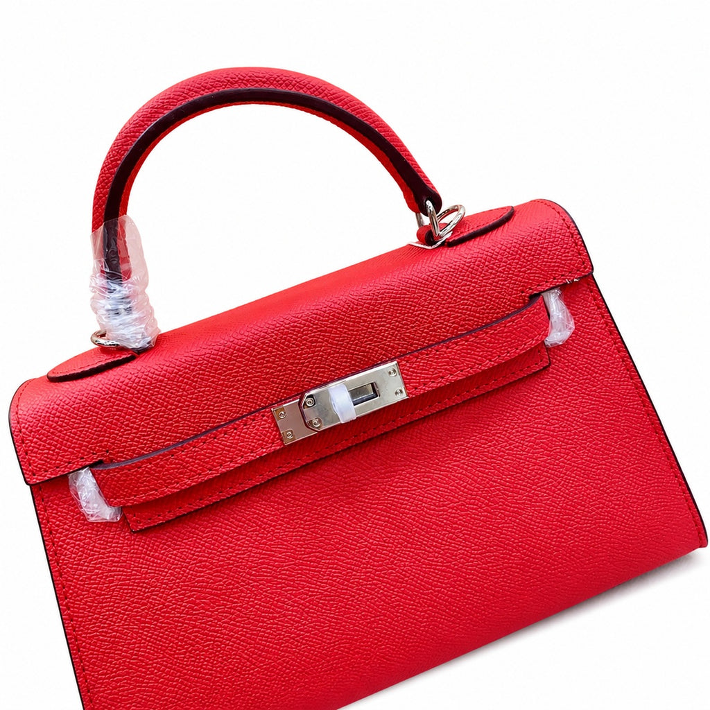 Mini Kelly II Sellier 19cm & 22cm Rouge Casaque Epsom Leather Palladium Hardware — Elegant Compact Carry Style