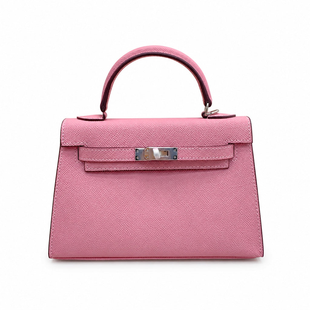 Mini Kelly II Sellier 19cm & 22cm Rose Confetti Epsom Leather Palladium Hardware — Timeless Mini Top-Handle Design