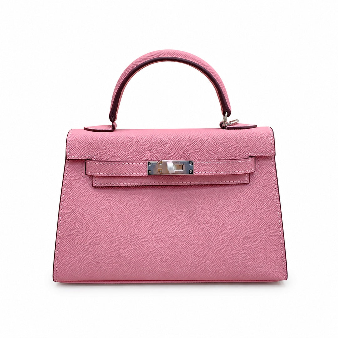 Mini Kelly II Sellier 19cm & 22cm Rose Confetti Epsom Leather Palladium Hardware — Timeless Mini Top-Handle Design