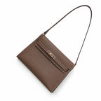 Kelly Elan 25x6.5x15cm Underarm Baguette Bag in Khaki with Silver Hardware — Elegant Shoulder-Carry Bag