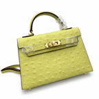 Mini Kelly II 19cm Sellier Jaune Poussin Ostrich Gold Hardware Luxury Mini — Timeless Mini Top-Handle Design