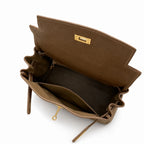 Kelly Sellier 20cm & 25cm & 28cm Chocolat Togo Leather Gold Hardware — Refined Top-Handle Bag