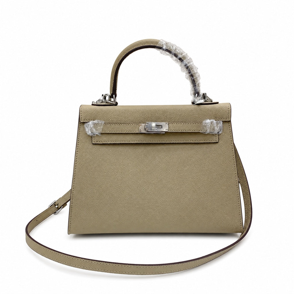 Kelly Sellier 25cm & 28cm Trench Epsom Leather Palladium Hardware Daily Designer — Elegant Structured Carry Style