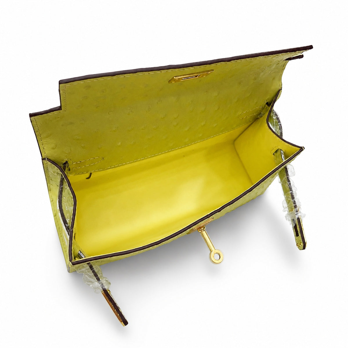 Mini Kelly II Sellier 19cm & 22cm Jaune Citron Ostrich Leather Gold Hardware — Sophisticated Small-Scale Bag