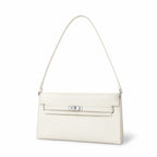 Kelly Elan 25x6.5x15cm Underarm Baguette Bag in Off White with Silver Hardware — Streamlined Elan Carry Design