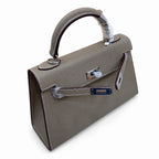 Mini Kelly II Sellier 19cm & 22cm Gris Asphalte Epsom Leather Palladium Hardware — Small Structured Carry Style