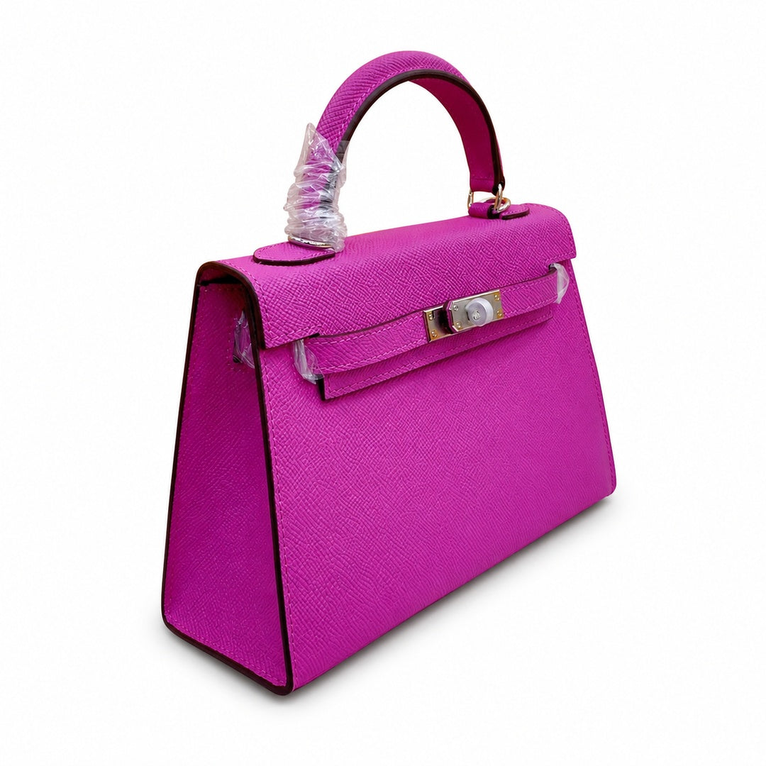 Mini Kelly II Sellier 19cm & 22cm Rose Pourpre Epsom Leather Palladium Hardware — Streamlined Mini Handbag