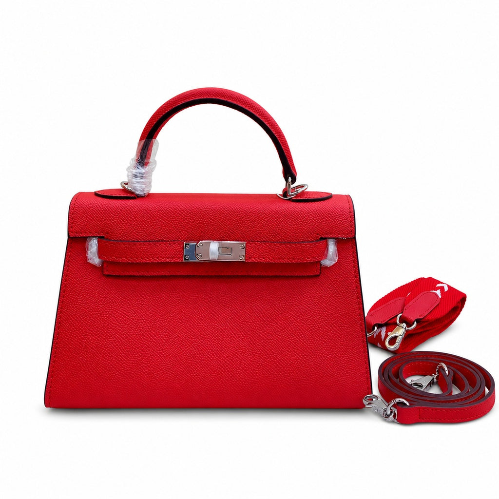 Mini Kelly II Sellier 19cm & 22cm Rouge Casaque Epsom Leather Palladium Hardware — Elegant Compact Carry Style