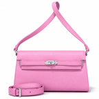Kelly Elan 25x6.5x15cm Underarm Baguette Bag in Mauve Iris Purple with Silver Hardware — Distinctive Elongated Handbag