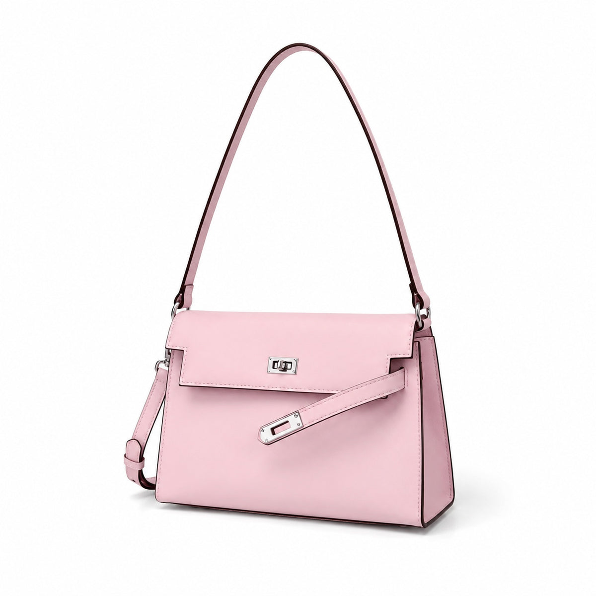 Kelly Elan 25x6.5x15cm Underarm Baguette Bag in Mauve Iris Purple with Silver Hardware — Distinctive Elongated Handbag