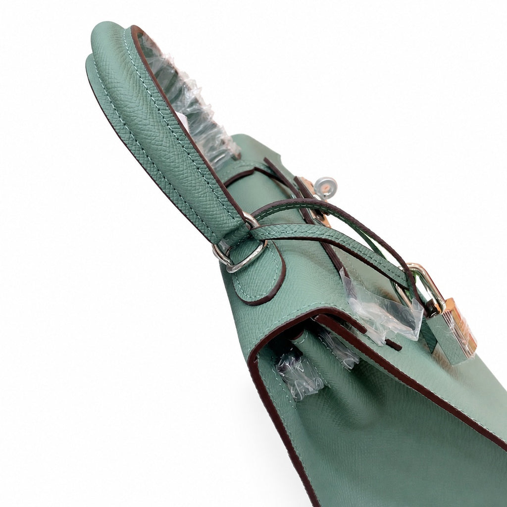 Kelly Sellier 25cm & 28cm Vert Cypress Epsom Leather Palladium Hardware Commute Shoulder — Classic Hand-Carry Silhouette