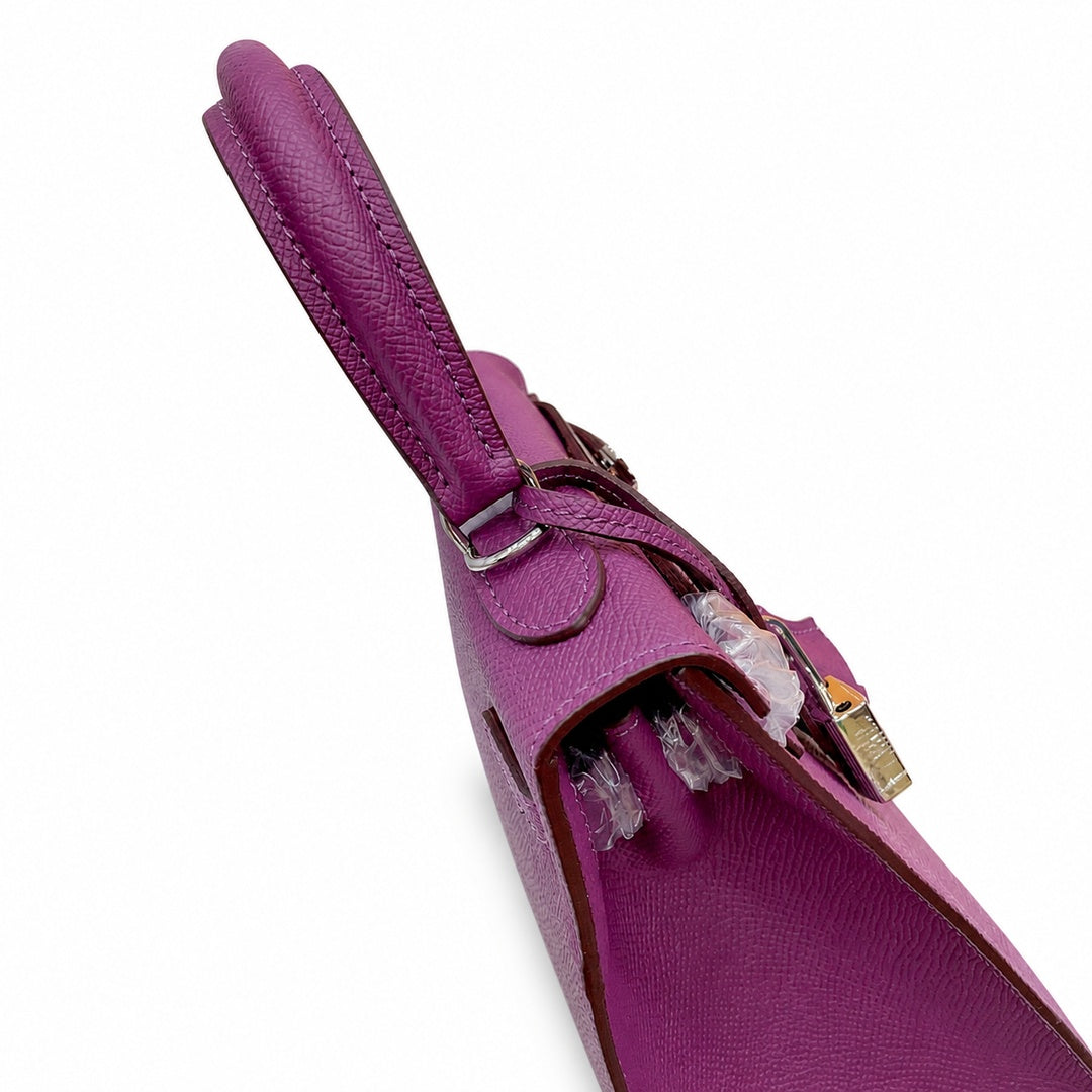 Kelly Sellier 25cm & 28cm Violine Epsom Leather Palladium Hardware Commute Shoulder — Timeless Top-Handle Design