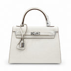 Kelly Sellier 25cm & 28cm Craie Epsom Leather Palladium Hardware Women Luxury — Streamlined Top-Handle Handbag