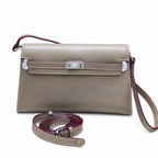 Kelly Elan 25x6.5x15cm Underarm Baguette Bag in Khaki with Silver Hardware — Elegant Shoulder-Carry Bag