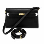 Kelly Elan 25x6.5x15cm Underarm Baguette Bag in Black with Gold Hardware — Streamlined Elan Carry Design