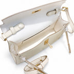 Kelly Elan 25x6.5x15cm Underarm Baguette Bag in Off White with Gold Hardware — Versatile Underarm Carry Style